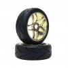 LRP VTEC 1/8 OffRoad Buggy Racing Slick Wheel Premounted Street Tire On Gold Chrome Wheel (1 Pair) 1 LRP VTEC 1/8 OffRoad Buggy Racing Slick Wheel Premounted Street Tire On Gold Chrome Wheel (1 Pair) -EDS Racing Products Sales lrp 65571