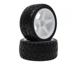 LRP VTEC 1/10 OffRoad Buggy Racing Slick Wheel Premounted Street Tire On White Wheel (1 Pair) Rear